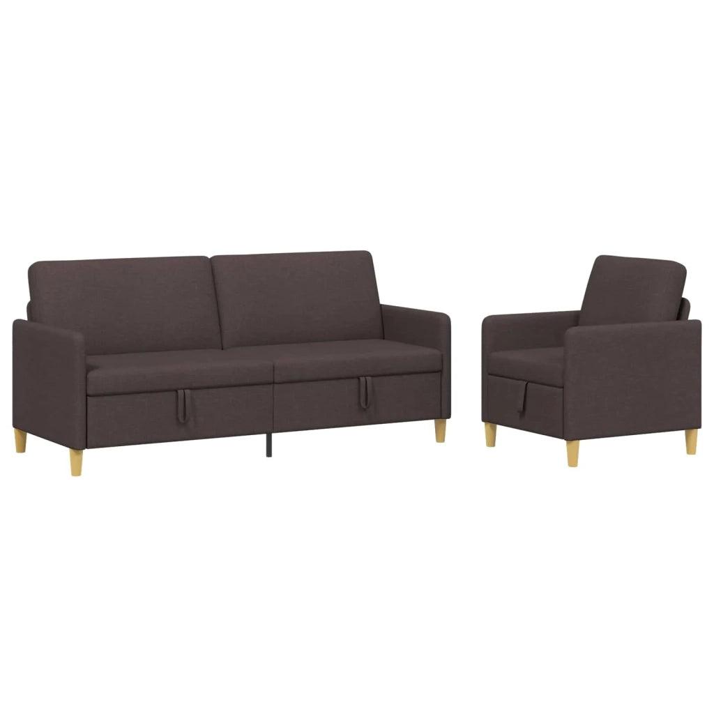 Set di Divani con Storage 2 pcs Marrone Scuro Poliestere 3429236