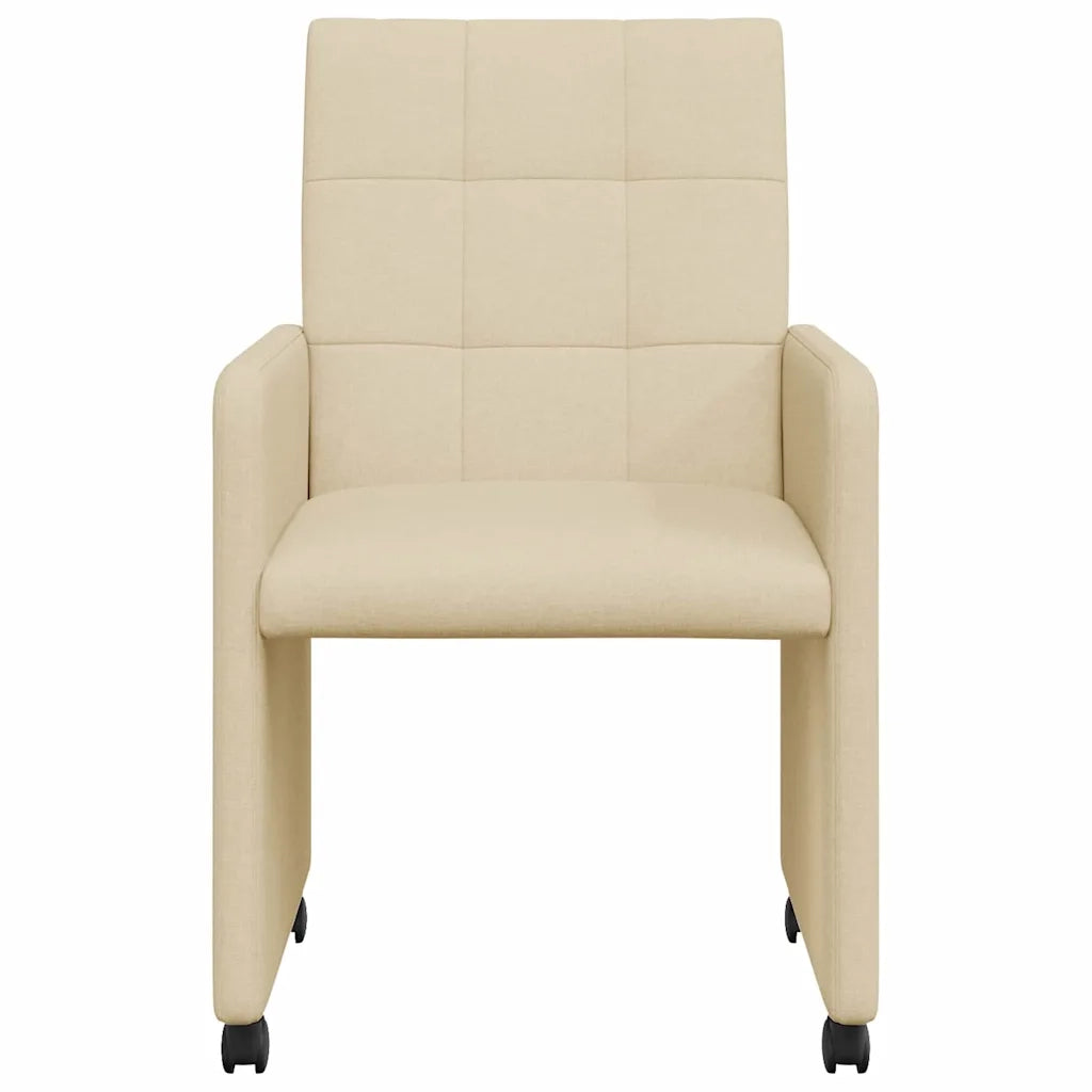 Sedie da Pranzo con Ruote 2 pcs Crema 58 x 65 x 94 cm Tessuto 42017836