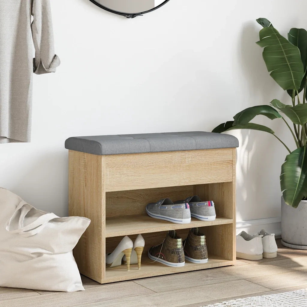 Panca Porta Scarpe Rovere Sonoma 62x32x50 cm Legno Multistrato
