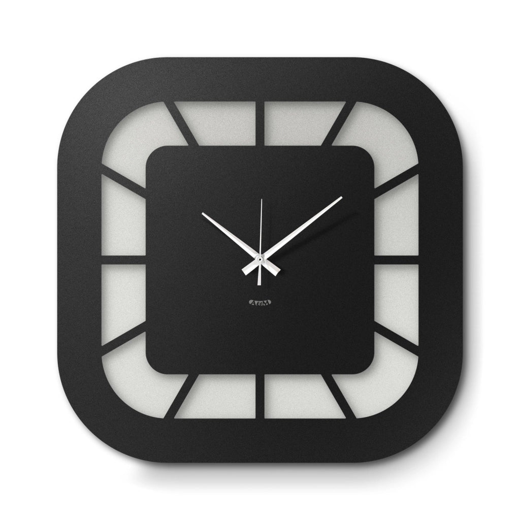 Orologio da parete minimal Exo Bianco marmo,nero