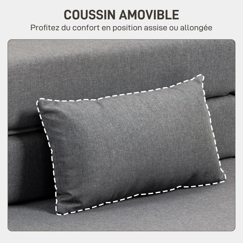 Poltrona letto pieghevole con cuscino ¨C zephmum ¨C grigio, imbottito