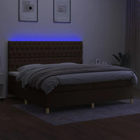 Letto a Molle Materasso e LED Marronescuro 200x200cm in Tessuto 3135704