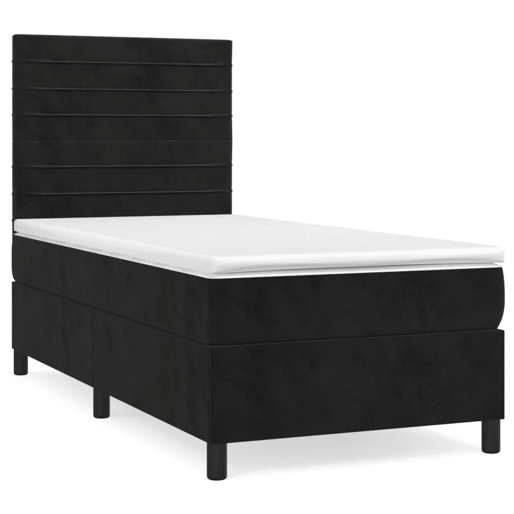 Giroletto a Molle con Materasso-Struttura Letto Nero 80x200 cm in Velluto 355999