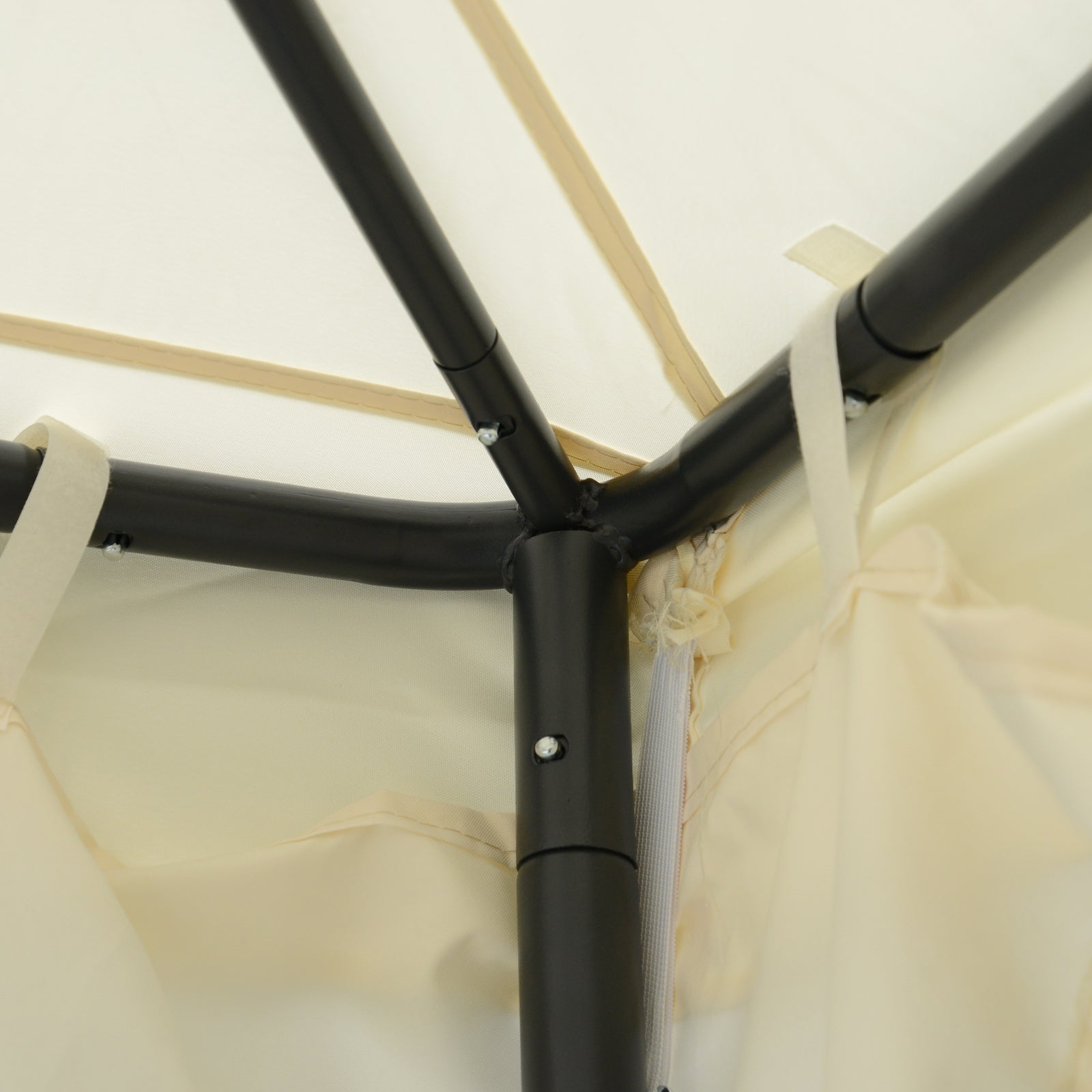 Gazebo da Giardino 2.95x2.95m in Metallo Doppio Tetto Zanzariera e Laterali Beige