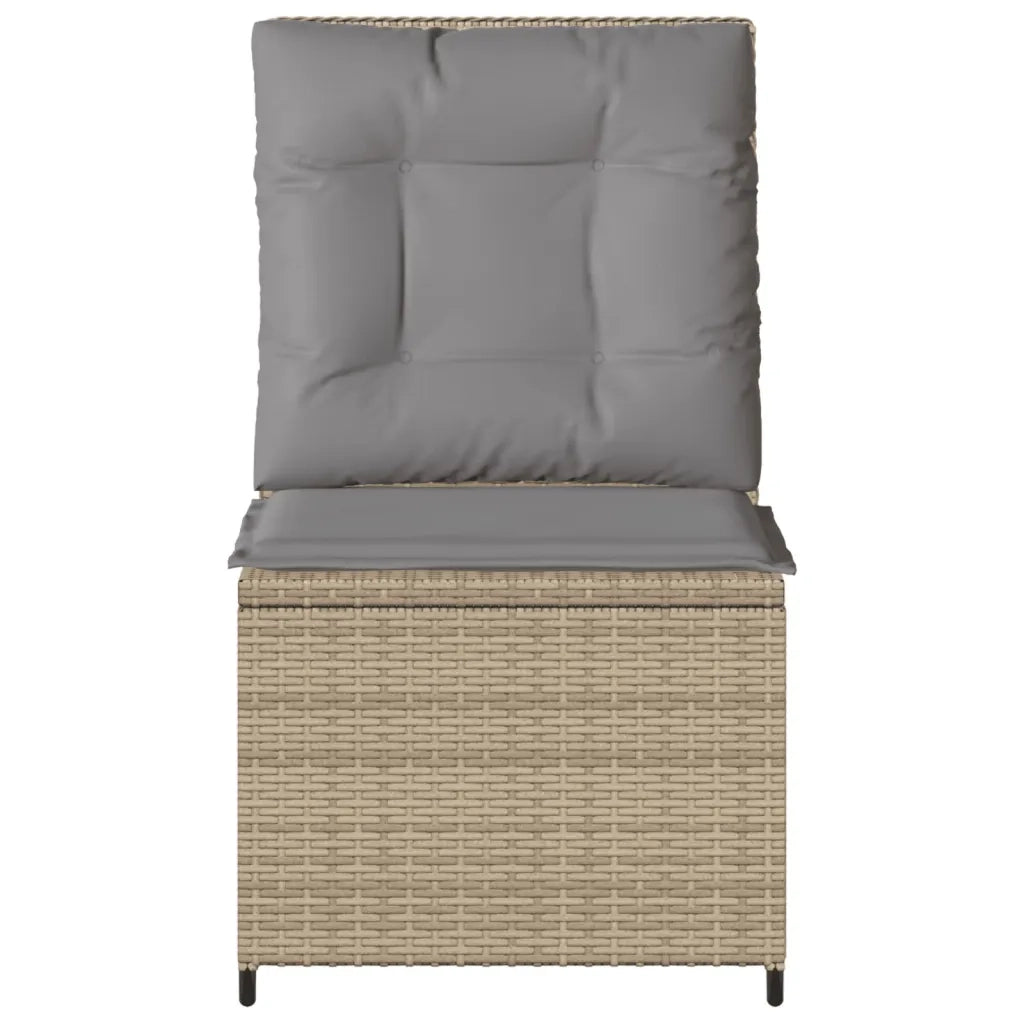 Divano Reclinabile da Giardino con Cuscini Beige in Polyrattan 368976