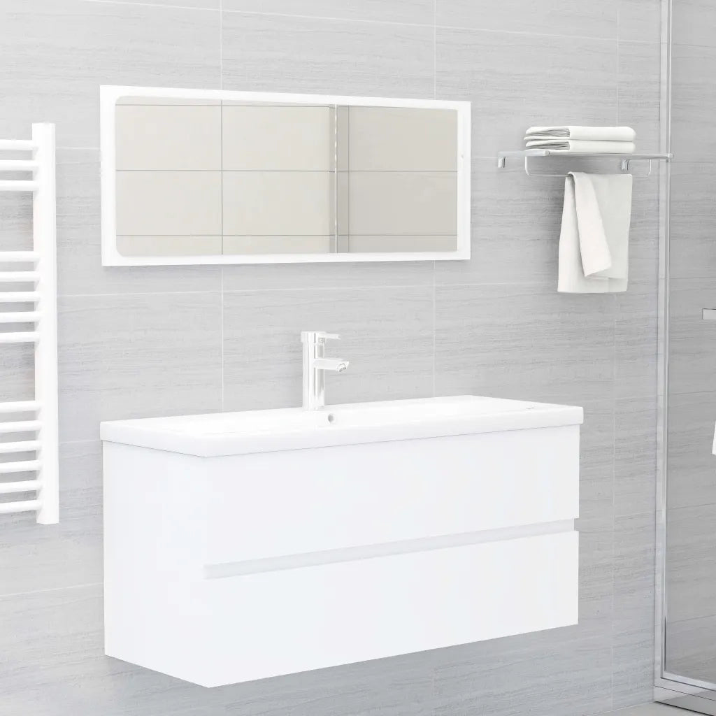 Mobile con Lavabo Integrato Bianco in Legno Multistrato 3071567