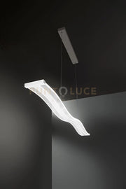 Sospensione in metallo bianco Tape LED 48W CCT 3000K 4000K 6000K 3648 Lm biemissione