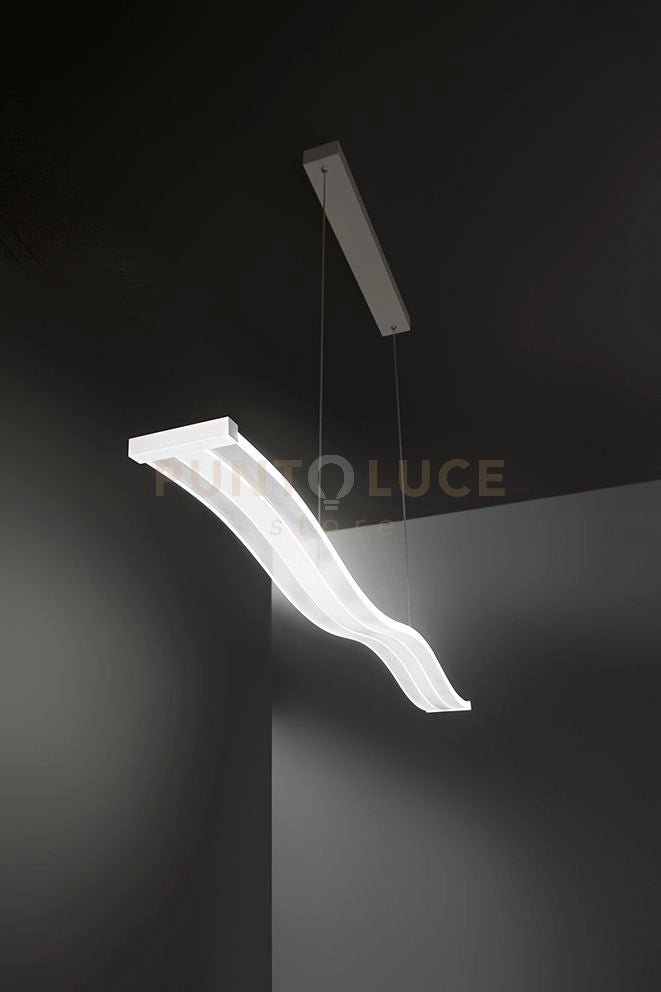 Sospensione in metallo bianco Tape LED 48W CCT 3000K 4000K 6000K 3648 Lm biemissione