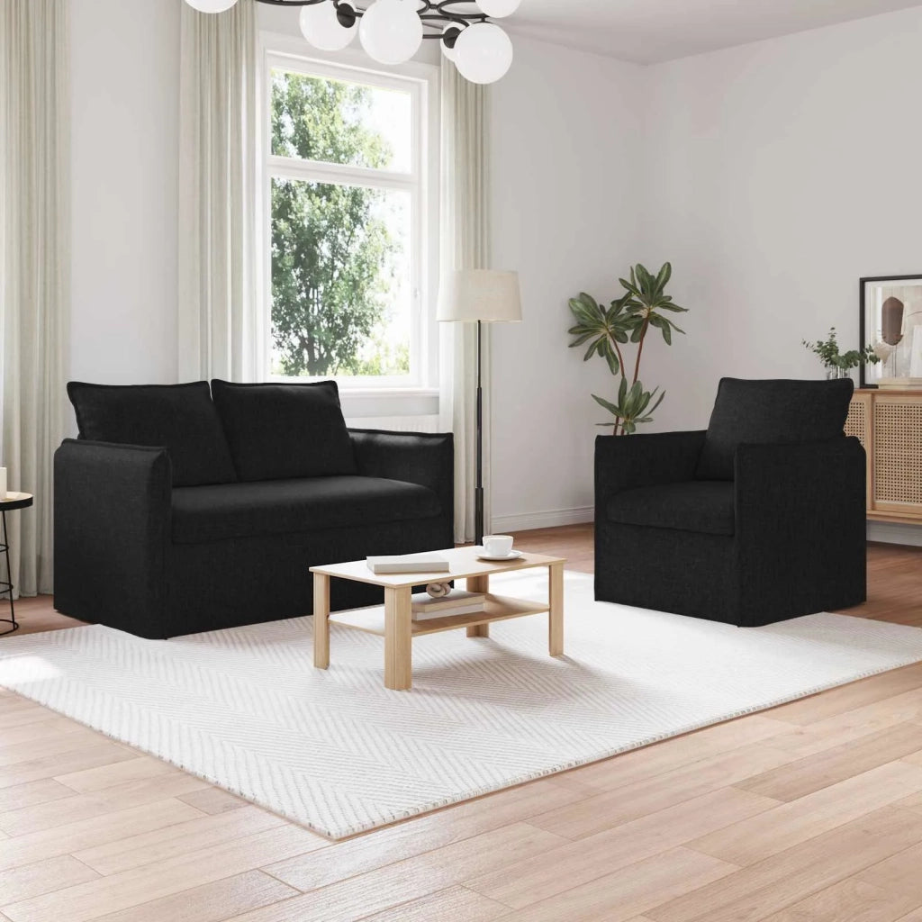 Set di divani 2 pcs Nero 136 x 82 x 85 cm Tessuto