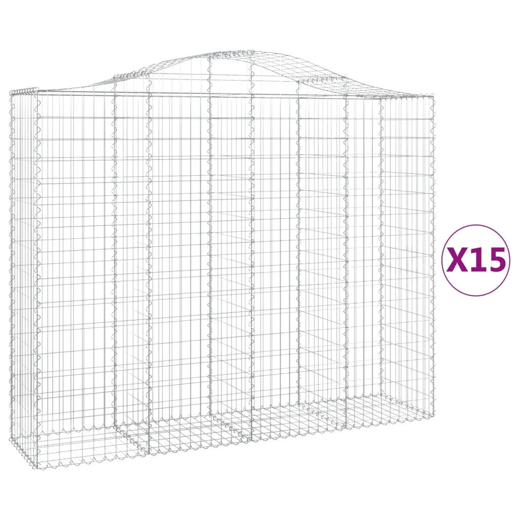 Cesti Gabbioni ad Arco 15 pz 200x50x160/180 cm Ferro Zincato 3145716