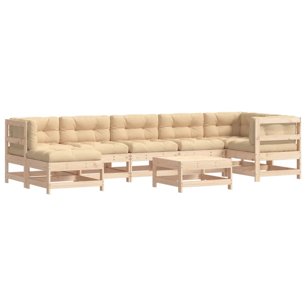 Set Divani da Giardino 8 pz con Cuscini in Legno Massello