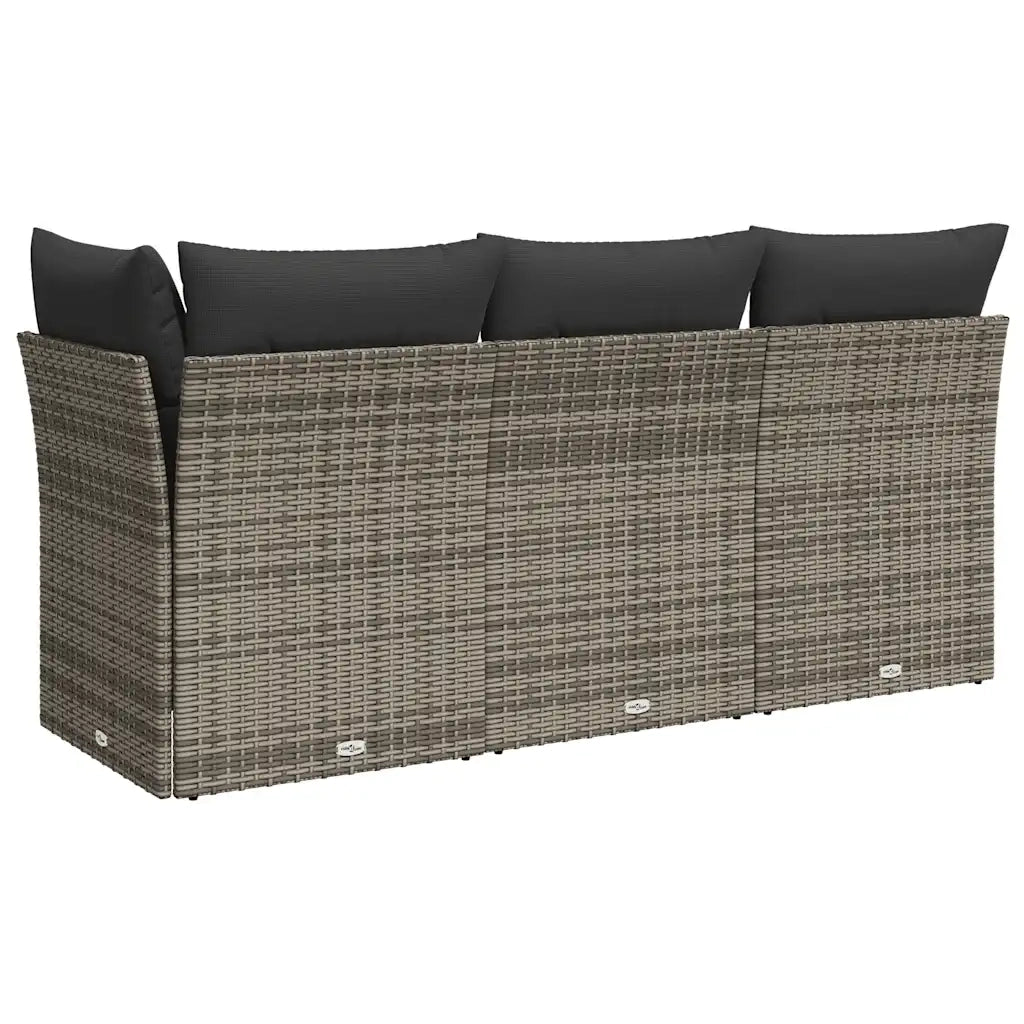 Divano da Giardino con Cuscini 3 Posti Grigio in Polyrattan 366138