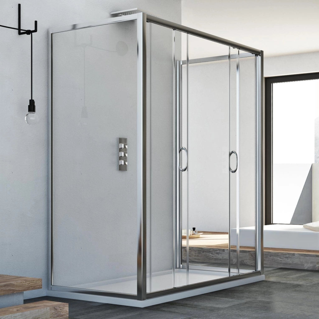 Box Doccia 3 lati 80x130x80 CM H185 trasparente mod. Replay Trio 2 Ante