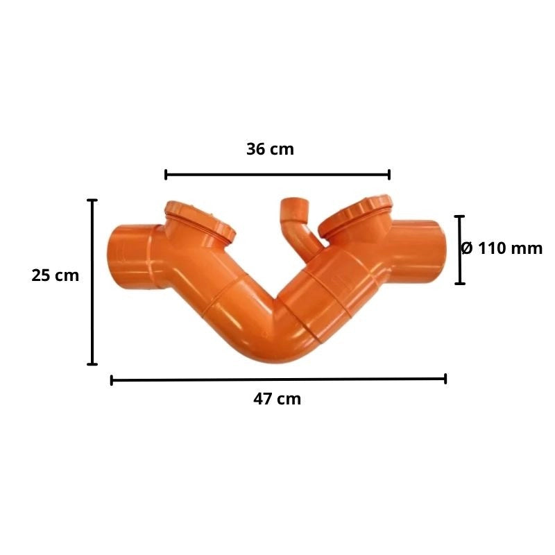 Sifone con sfiato in pvc (2 Tappi) : Diametro - 110