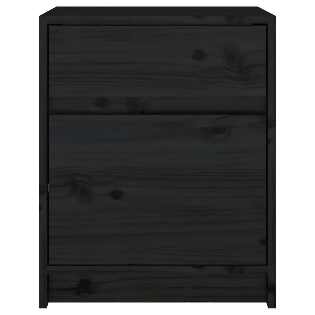 Comodini 2 pz Neri 40x31x50 cm in Legno Massello di Pino 808132