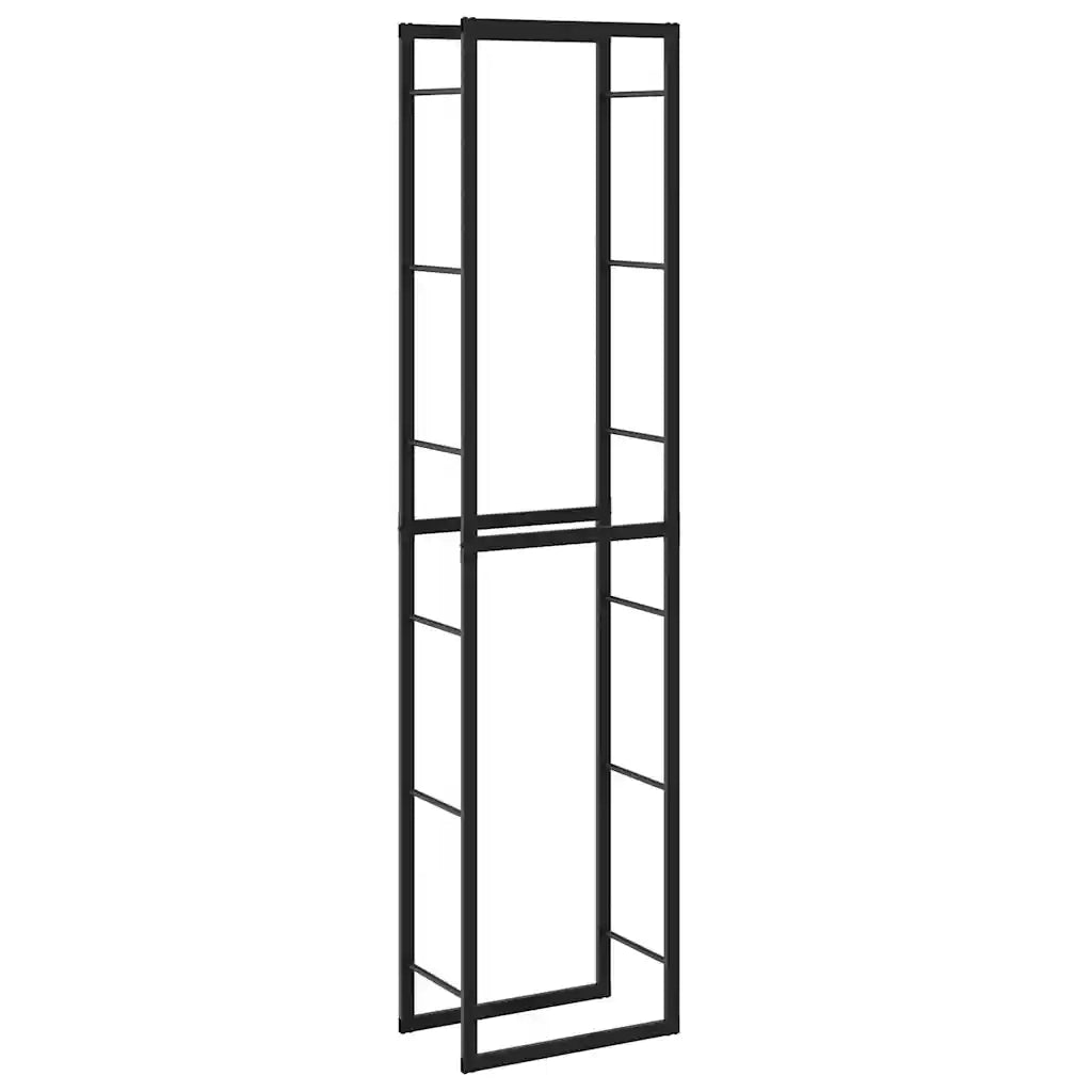 Rastrelliera per Legna da Ardere Nera 50x30x209 cm in Acciaio 4018468