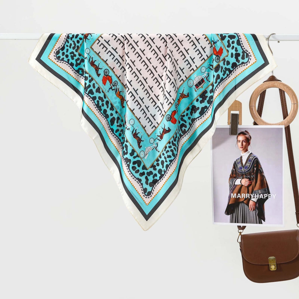 Sciarpa quadrata in seta con stampa leopardata in stile street europeo e americano, sciarpa da collo classica, versatile e professionale da donna.