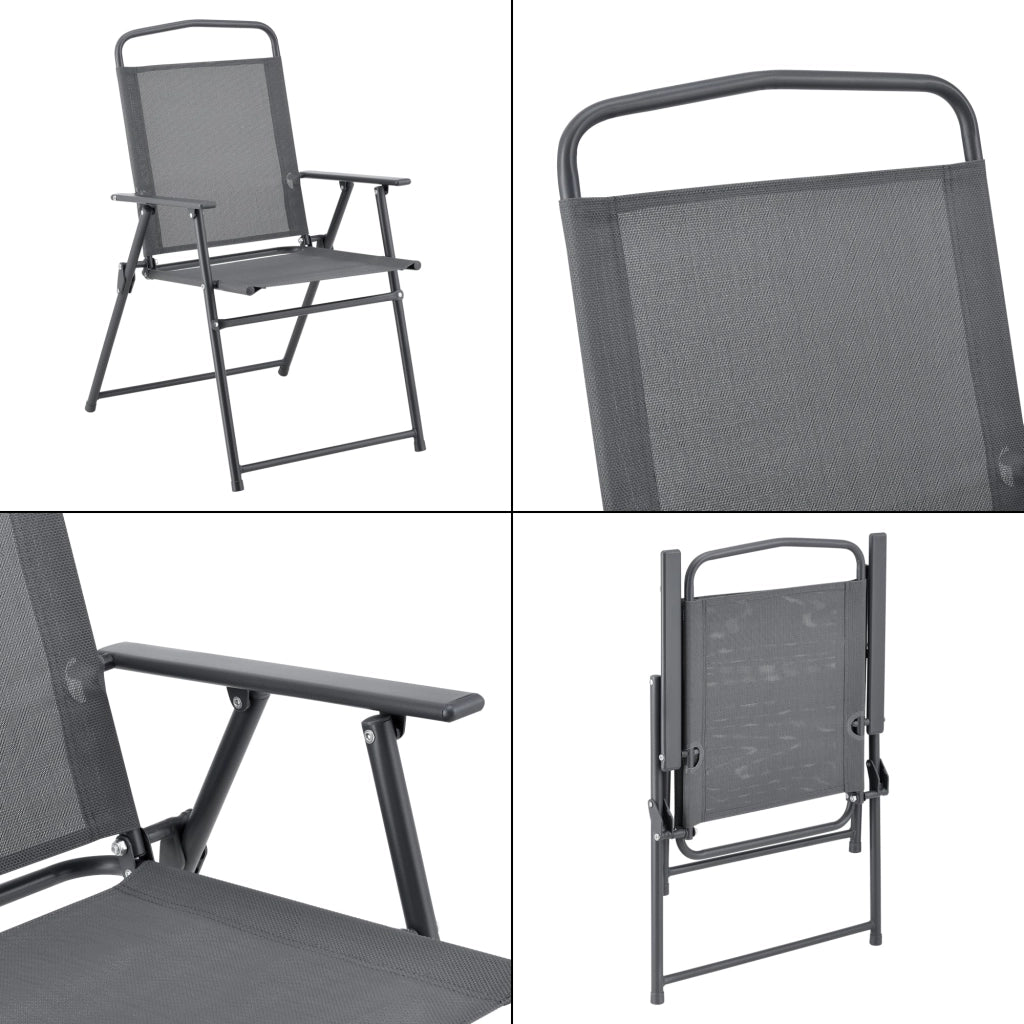 Set di mobili da giardino a 4 posti con ombrellone in vetro nero e grigio scuro 03_0008239