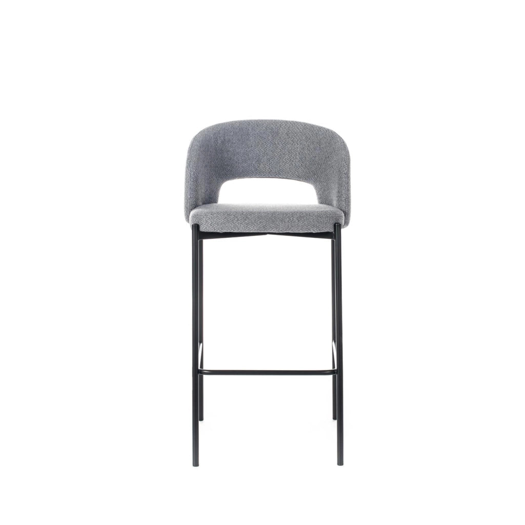 Set 2 Sgabelli 50x52xH89 cm in Tessuto Greta Grigio Chiaro e Nero