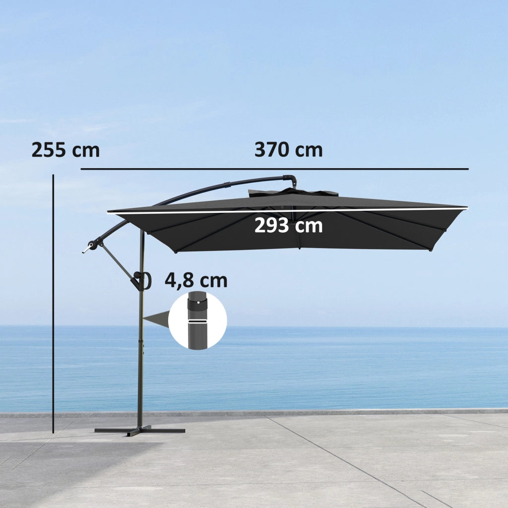 Parasole quadrato inclinabile 3x3 m ¨C zephmum ¨C grigio scuro