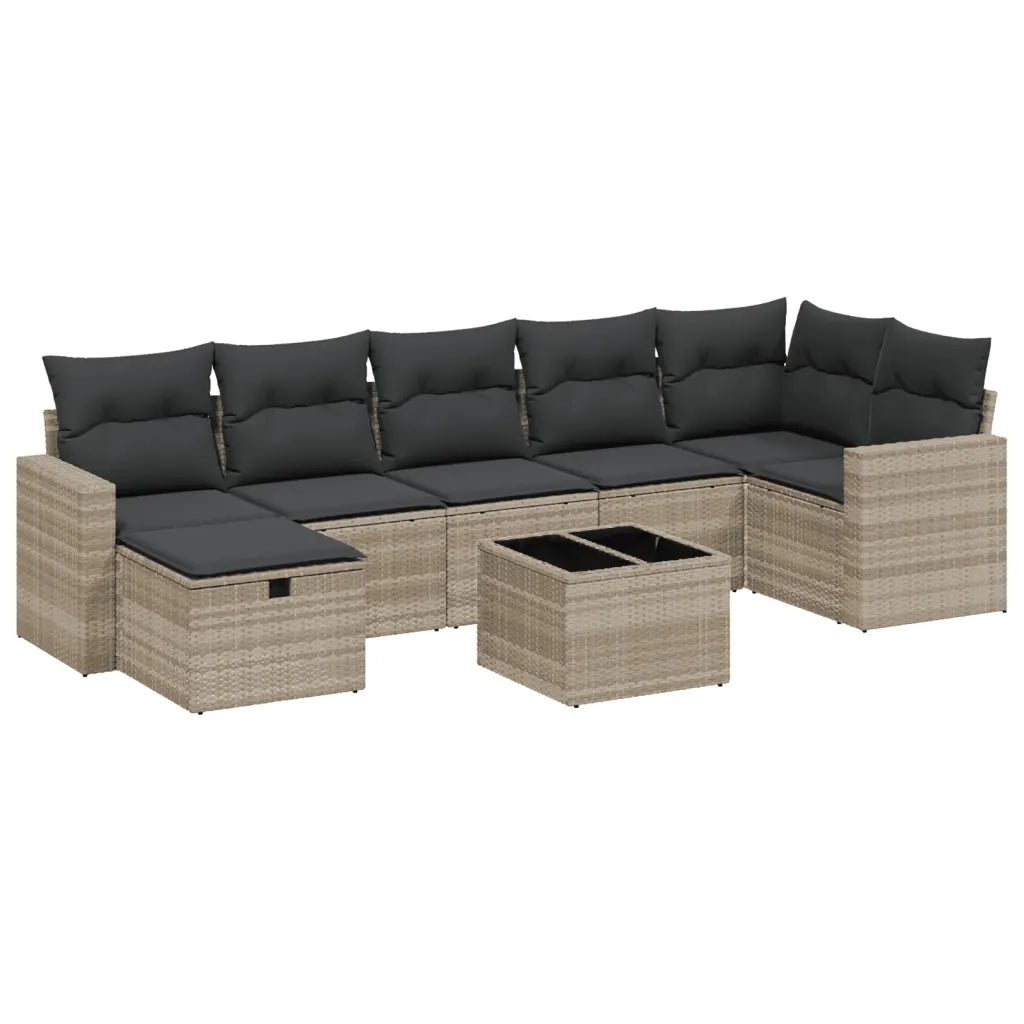 Set Divano da Giardino 8pz con Cuscini Grigio Chiaro Polyrattan 3263518