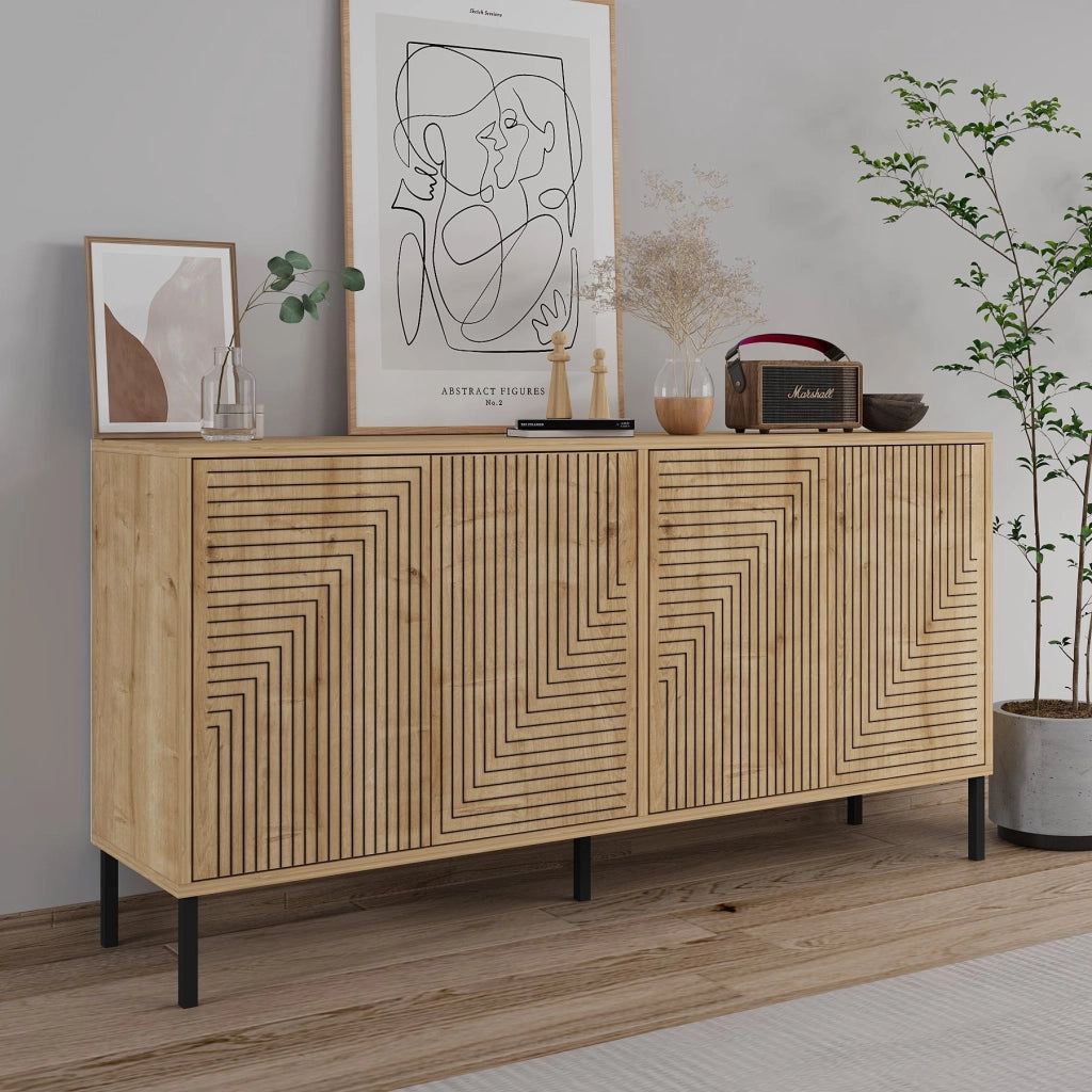 Credenza in legno "Evolet" - 150 x 36 x 75 cm - Beige