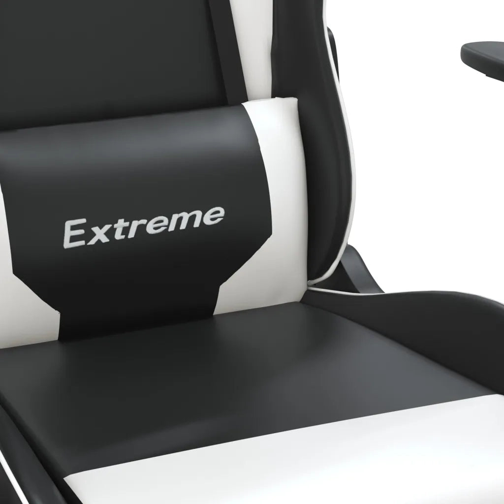 vidaXL Sedia da Gaming con Poggiapiedi Nero e Bianco in Similpelle