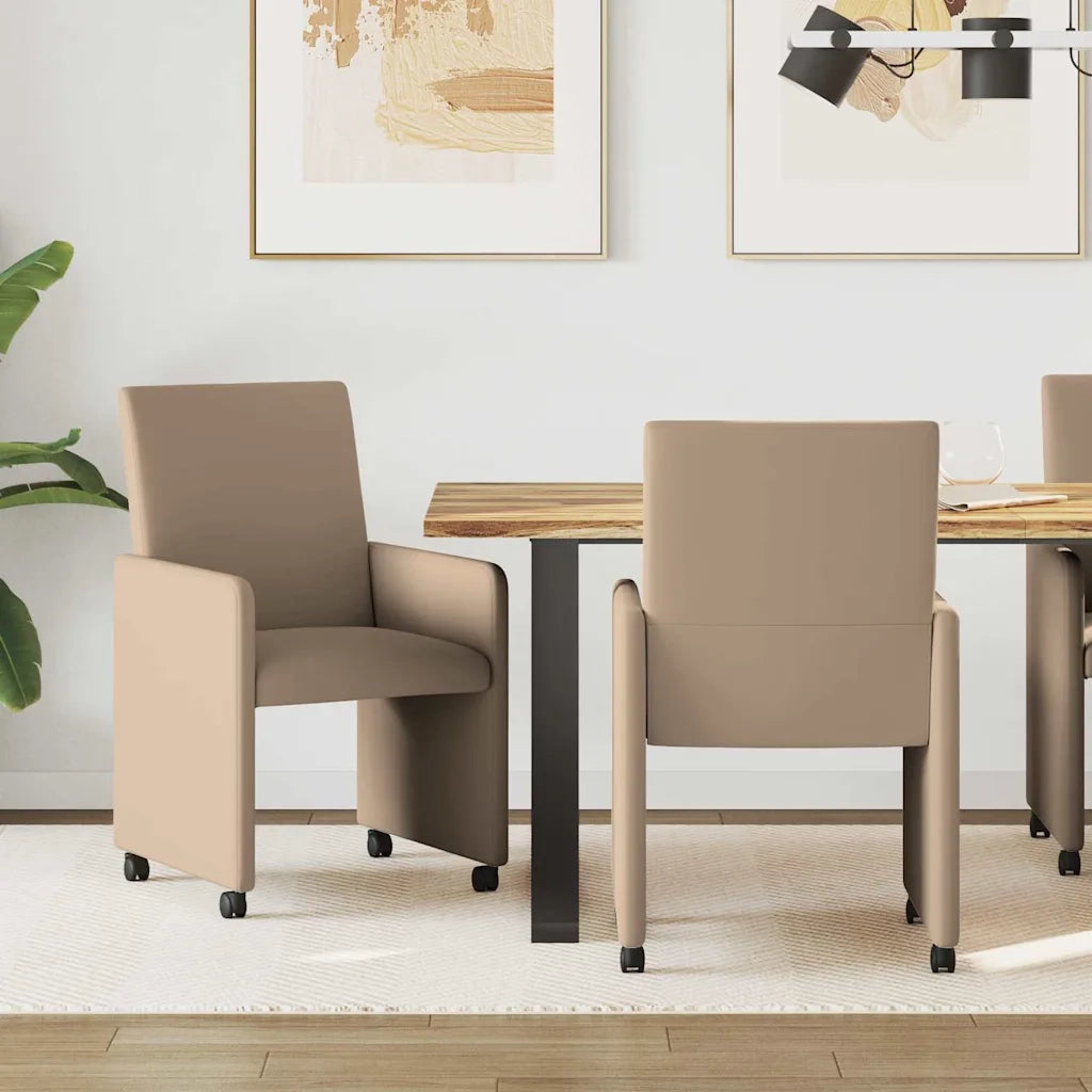 Sedie da Pranzo con Ruote 2 pcs Cappuccino 57 x 66 x 94 cm