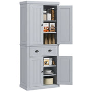 Armadio da cucina con ante scorrevoli e cassetto grande ¨C zephmum ¨C grigio 76x40x183 cm