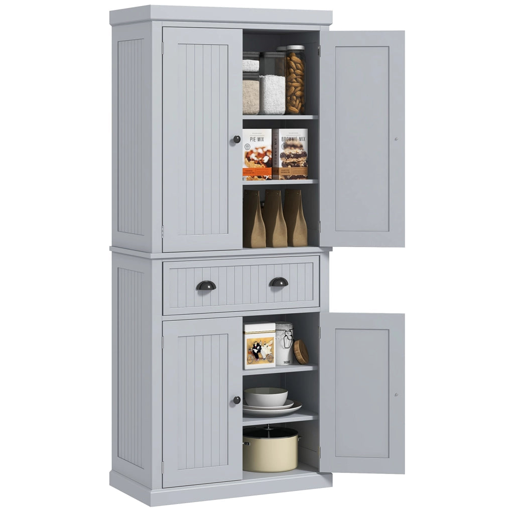 Armadio da cucina con ante scorrevoli e cassetto grande ¨C zephmum ¨C grigio 76x40x183 cm