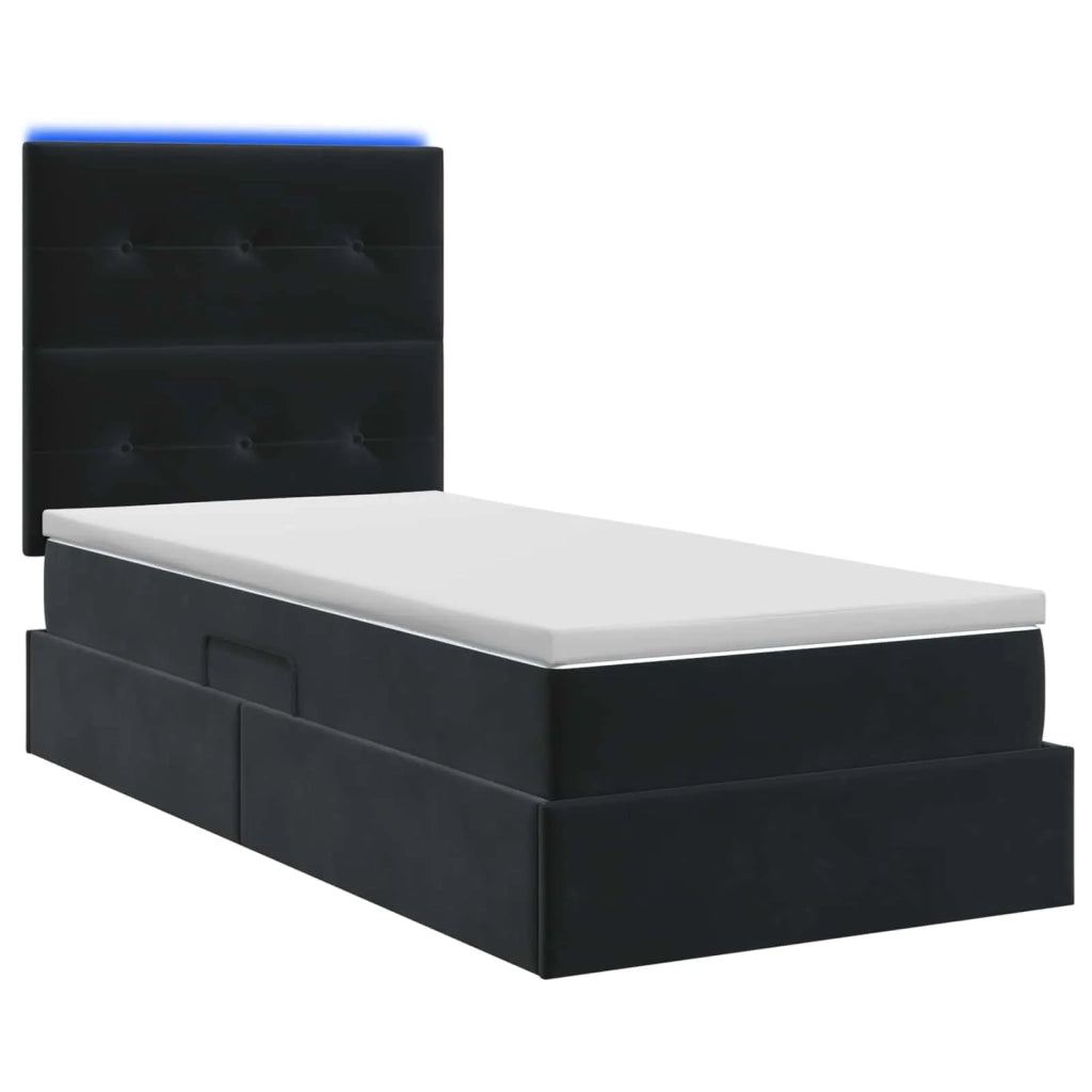Letto con contenitore LED e materasso Nero 100 x 200 cm Velluto 3460112