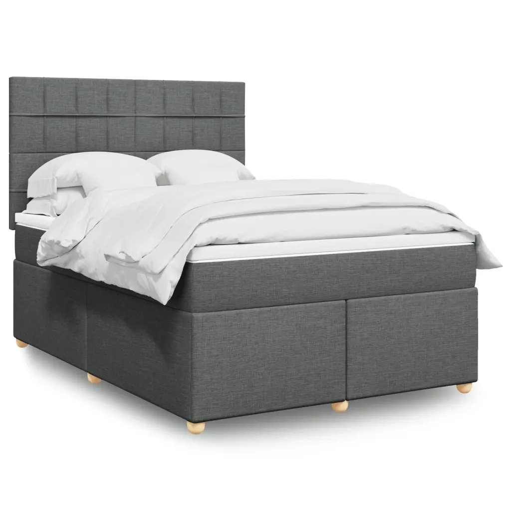 Giroletto a Molle con Materasso Grigio Scuro 160x200 cm Tessuto
