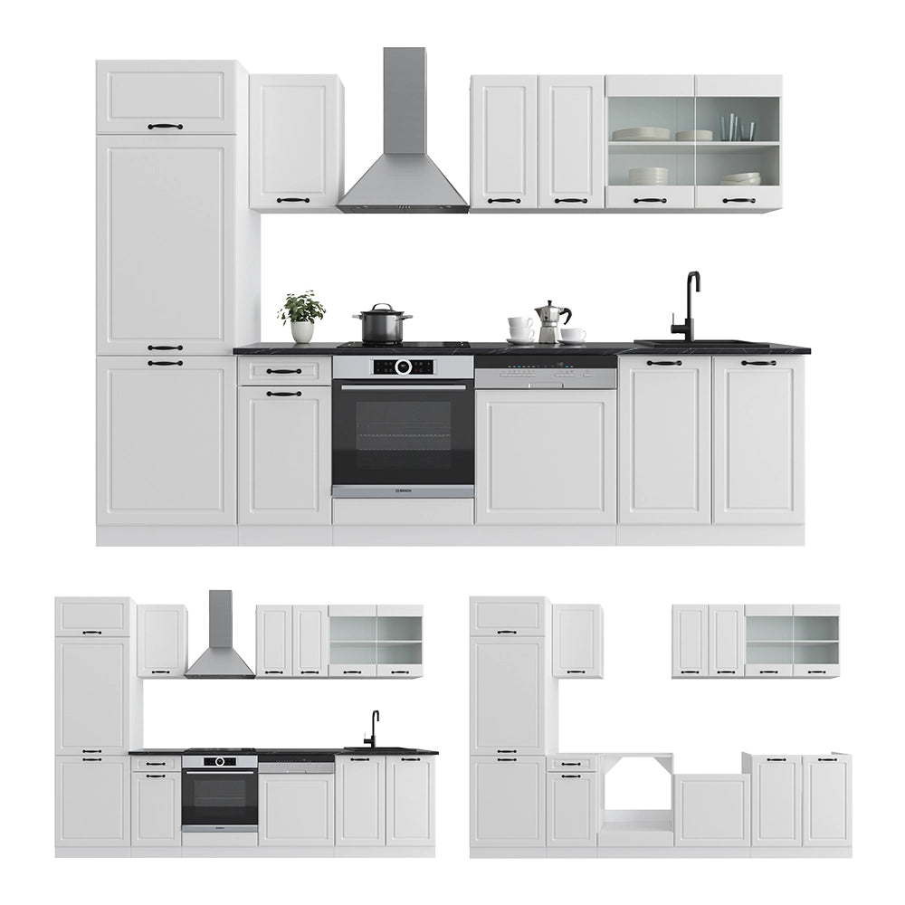 Vicco Cucina componibile Casa di campagna bianca/bianco 300 cm senza piano di lavoro