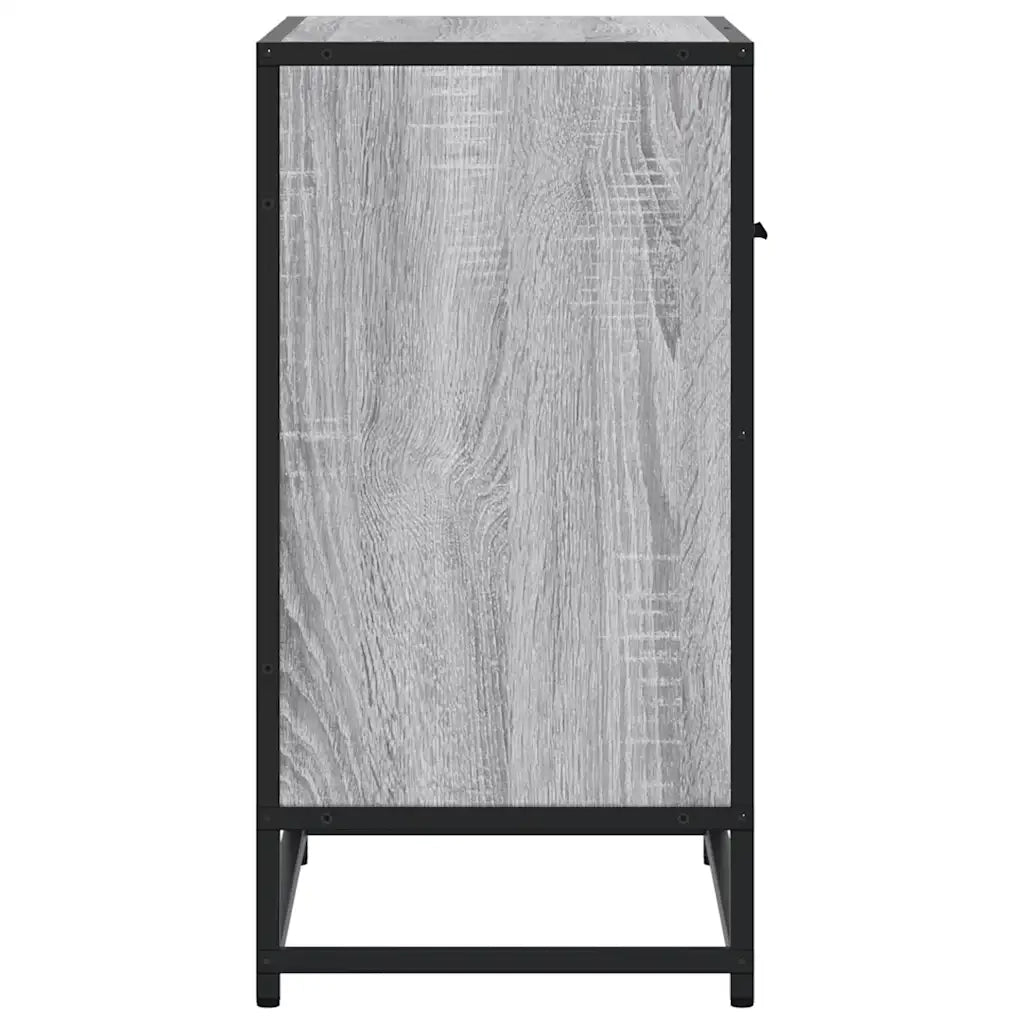 Comodino-Tavolino da notte Grigio Sonoma 60x31x60 cm Legno Multistrato e Metallo