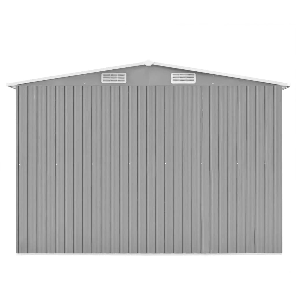 Casetta da giardino cabina ripostiglio casetta da esterno robusta casetta per attrezzi 257 x 298 x 178 cm metallo grigio 02_0022163