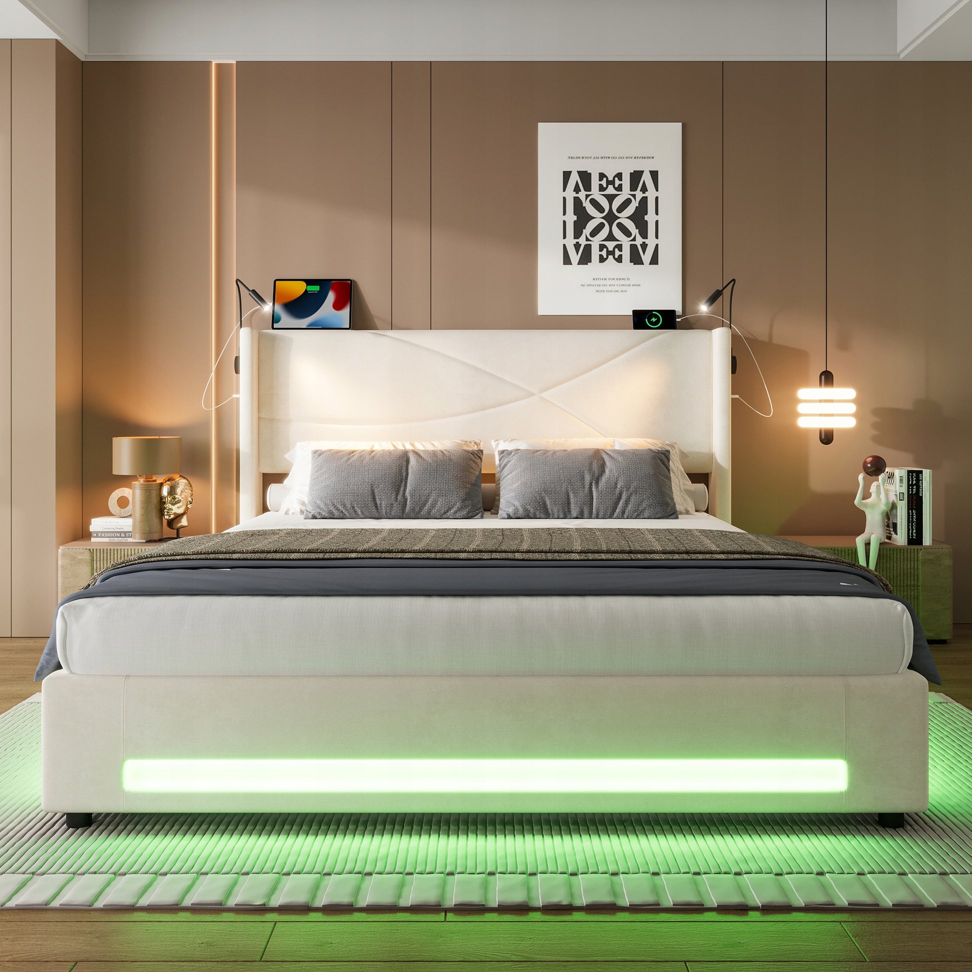 Letto 160x200 con illuminazione LED e contenitore idraulico - Xylo