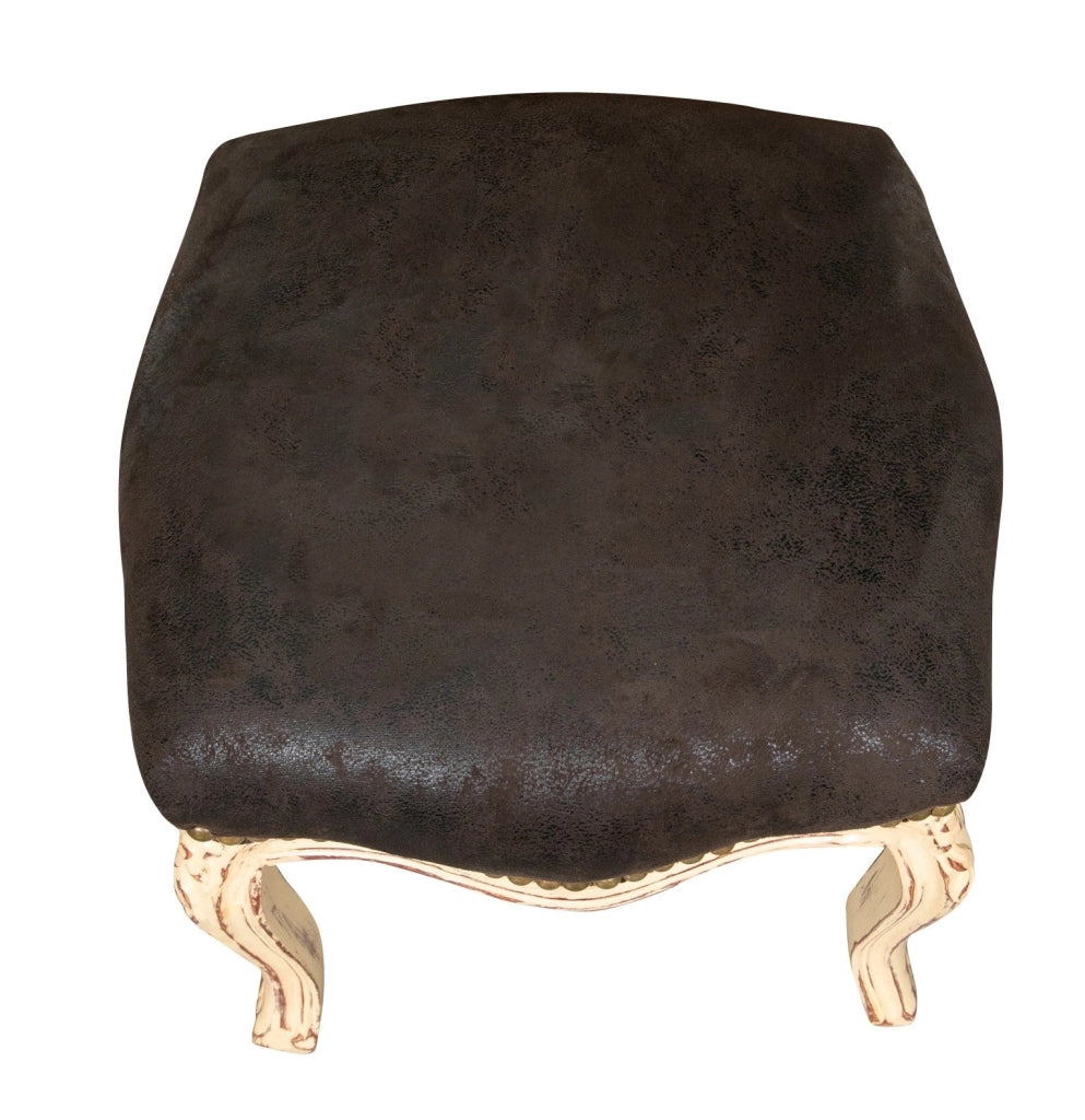 Biscottini Panchetto poggia piedi stile francese Luigi XVI in legno massello di faggio L42XPR42XH42 cm
