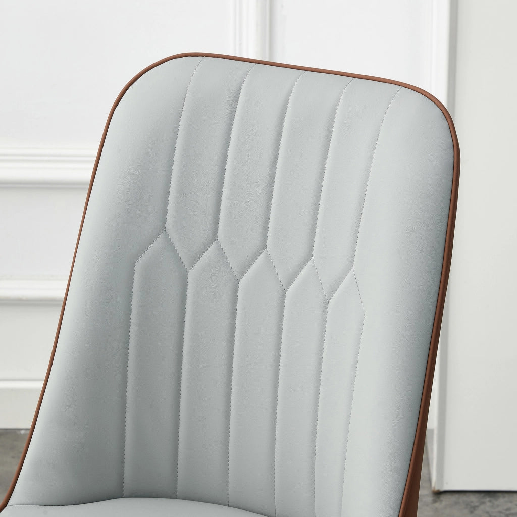 SEDIA da pranzo Set da 2 pezzi 43 cm PU bicolore grigio chiaro e marrone gambe nere