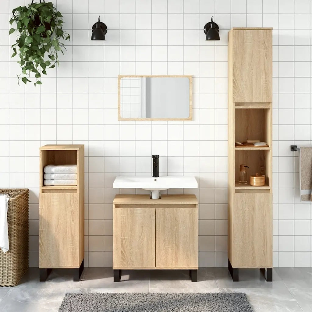 Mobile da Bagno | Armadio da bagno Rovere Sonoma 58x33x60 cm in Legno Multistrato