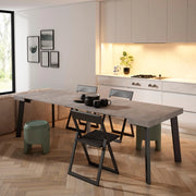 Consolle allungabile, 262x90x73cm, Per 12 persone, Gambe in legno, grigio cemento RF3022