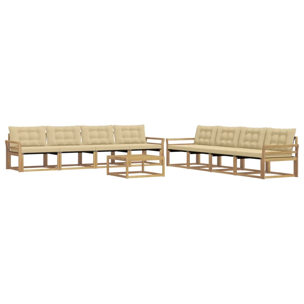 Set di divani da esterno 9 pz Bianco e Beige 3388543