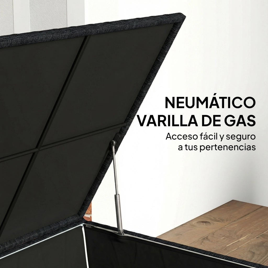 Cassa per Esterno in Rattan da 253L con Cerniera Idraulica ¨C Zephmum ¨C Nero