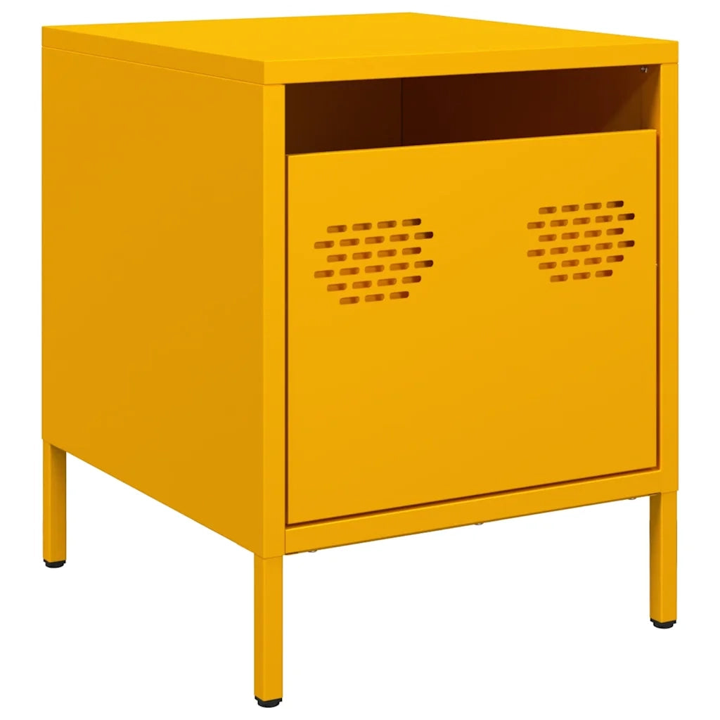 vidaXL Comodini 2 pz Giallo Senape 35x39x43,5 cm in Acciaio