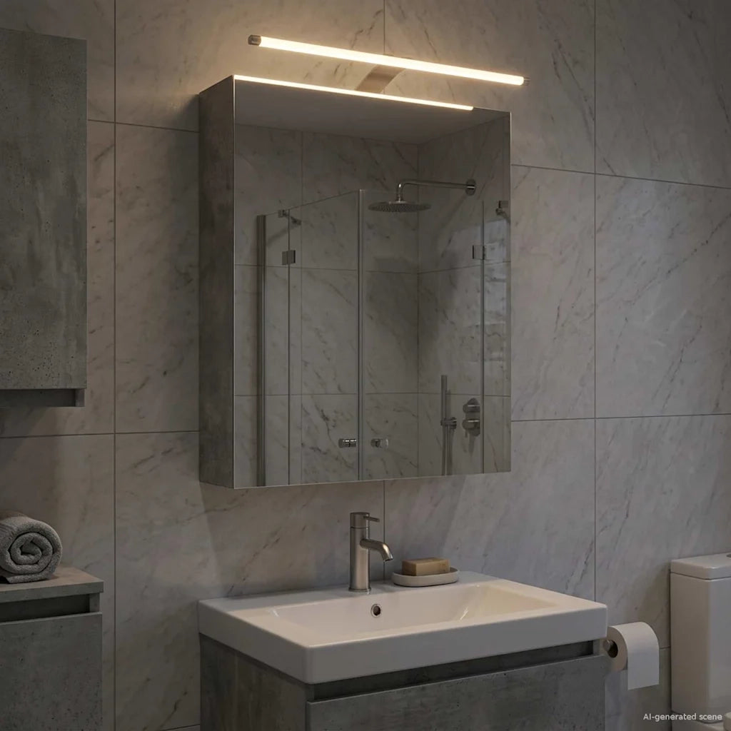 Mobiletto per specchio da bagno con lo scaffale Grigio cemento