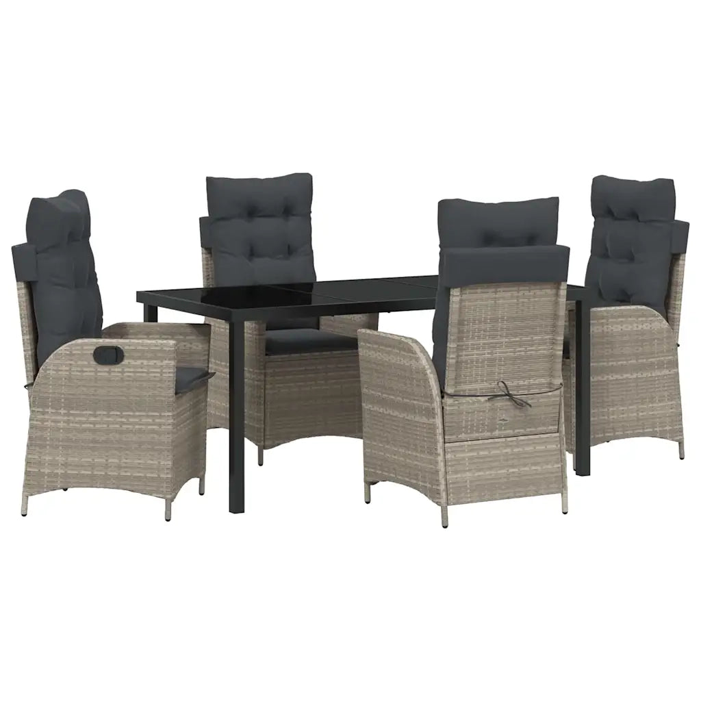 Set da Pranzo per Giardino 5 pcs Grigio chiaro polyrattan 3380522
