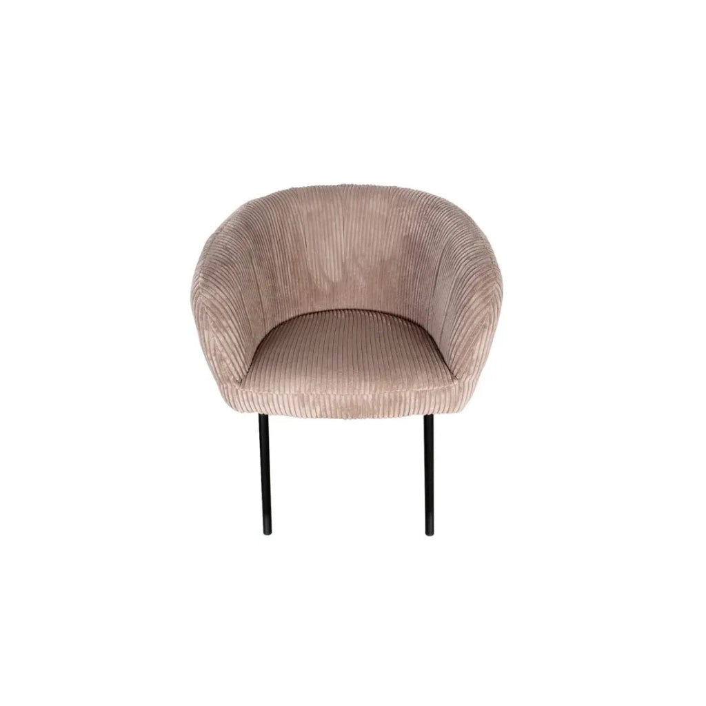 Sedia da pranzo SEVILLE – Velluto a coste sabbia – Con braccioli – Piedi in metallo nero – Stile design / industriale