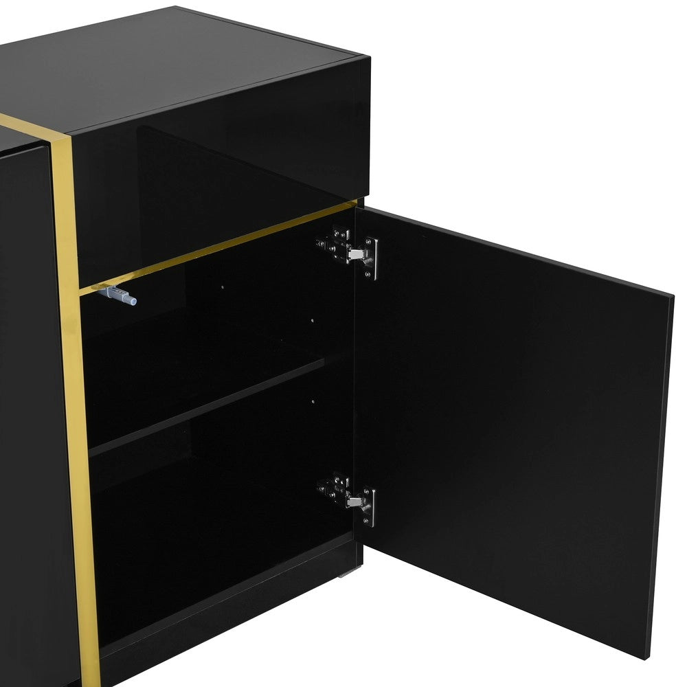Credenza Moderna ¨C MINIMAL ¨C Bianco Lucido, 3 Ante e 2 Cassetti, Soggiorno e Ingresso
