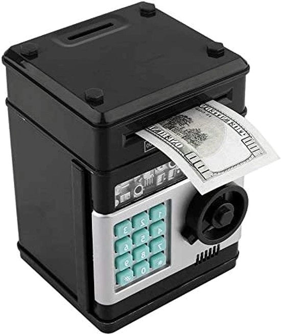 Regalo per Bambini - Cassetto Elettronico con Inserimento Automatico - Cassaforte con Codice di Accesso - Bancomat per Regali con Stampatura di Cartoni