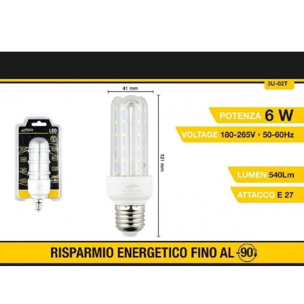 Trade Shop - Lampadina Led E27 3u 6 W Luce Fredda 6500k Naturale 4000k Calda 3000k 36d 3u02t -