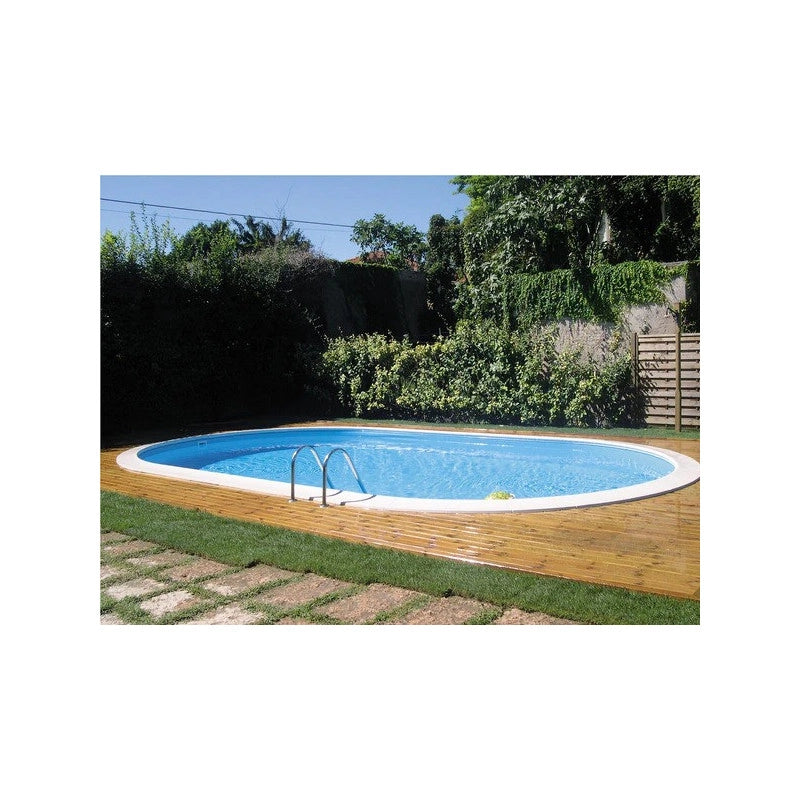 Piscina interrata ovale in acciaio con filtro a sabbia e skimmer, 800x400x150 cm per installazione giardino - GRE